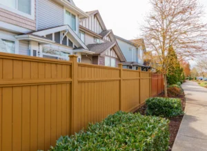 residential house with new wooden fence